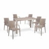 Sto Ole Rattan 120x80 + 6 Bistrot stolice - cappuccino